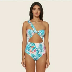 NWOT DOLCE Vita Swim Asymmetrical Twist Strap One Piece Pink Green Floral sz S